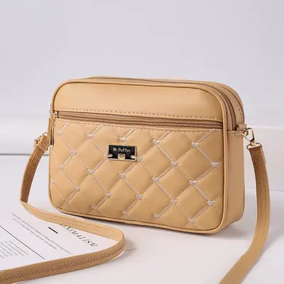 Women's Quilted PU Crossbody Small Square Shoulder Bag - 11