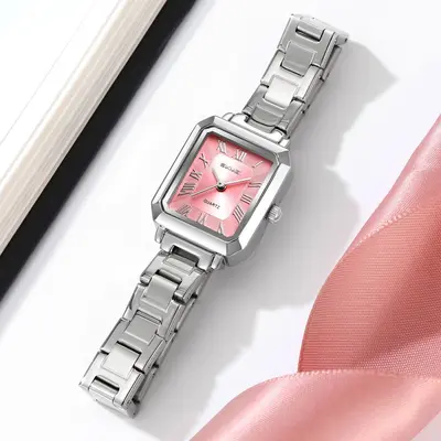 Shike Mei luxury women's watch, square design steel band waterproof