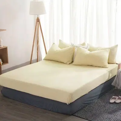 Cotton Fitted Sheet with Mattress Protector for 1.5 m and 1.8 m Beds - 12