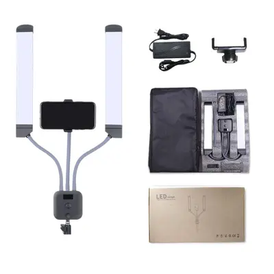 Doppelarm-Ringlicht mit zwei Köpfen, Dual-Farbtemperatur-Füllleuchte für Live-Streaming, Permanent Make-up, Beauty und Make-up, tragbares LED-Studiolichtsystem für Streamer und Fotografen