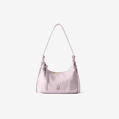 Gold Hobo Bag in Large and Small Sizes, Genuine Cowhide Leather - 12