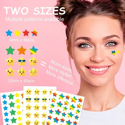 Cross-border ELAIMEI colorful star fun and cute expression pimple patch, hydrocolloid pimple patch for covering pimples and eliminating pimples