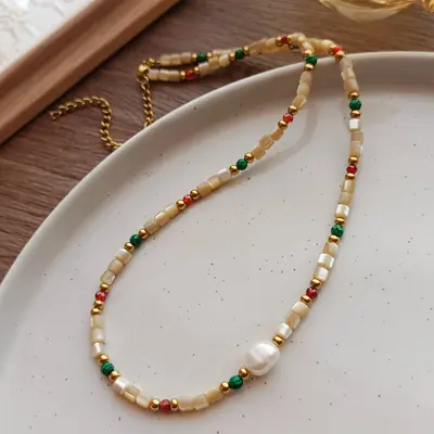 Freshwater pearl beaded layered necklace for women