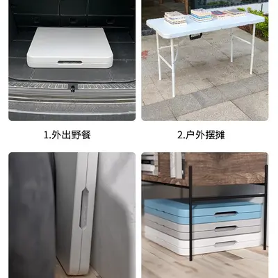 Portable Folding Table, Square Long Table for Outdoor and Street Stalls