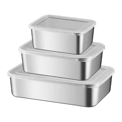 Behälter zur Lebensmittellagerung aus Edelstahl, mit Deckel, auslaufsichere Lunchbox, Kühlschranklagerungsbehälter, geteilter Essensbehälter, Musterlagerungsbehälter, grenzüberschreitend.