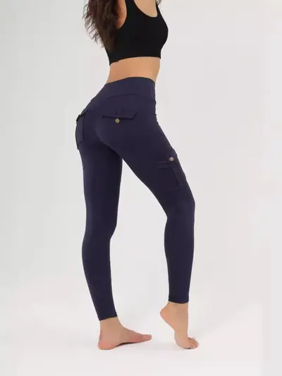 Breathable Hip-Lifting Yoga Leggings with Button Pocket, Brushed Bare-Feel Fabric - 6