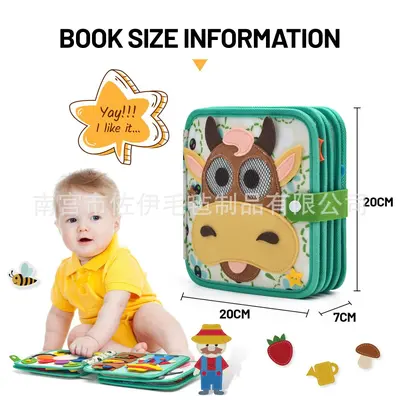 Bebek keçe meşgul kitap, Montessori çiftlik temalı sessiz kitap - 3