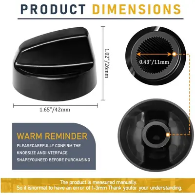 Universal Plastic Control Knobs, 4 Pack with 12 Adapters - 4