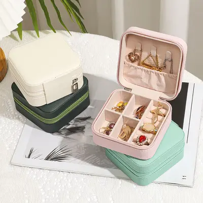 PU Earring Storage Box Necklace Jewelry Organizer Ring Earring Small Jewelry Box Portable Jewelry Storage Case