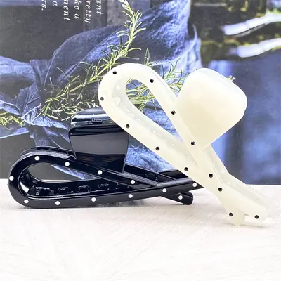 Japanese-style cute transparent polka dot claw clip fashion large hair clip versatile hair clip girls shark clip hair accessory - 9