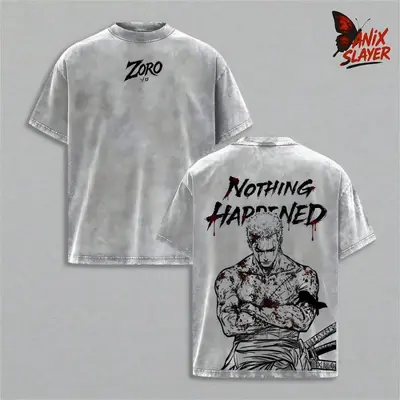 Roronoa Zoro Nothing Happened Vintage Washed T-Shirt, 230 g Baumwolle