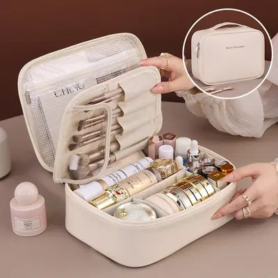 Large Capacity Travel Makeup Bag with Free Compartments - 1
