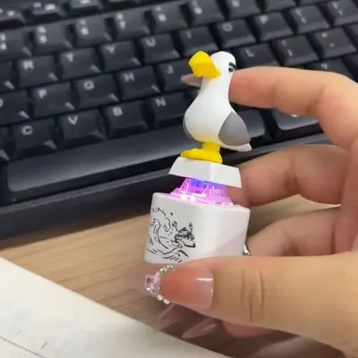 Yellow Duck Keychain with Bird Button, Stress Relief, Sound - 7