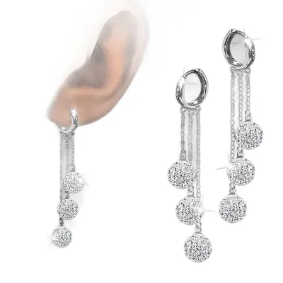 Dreireihige Ohrringe mit Steinen, Shamballa-Design Damen - 5