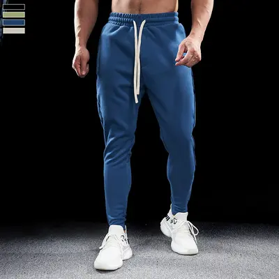 Sonbahar ve kış erkek pamuklu spor spor rahat nefes alabilen koşu antrenman pantolonu fermuarlı slim fit gündelik joggers