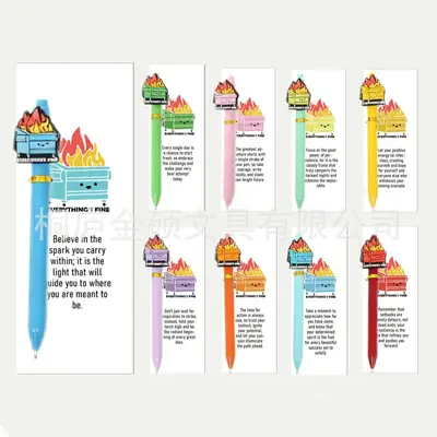 Flame Click Ballpoint Pen with Paper Card Gift Pen - 8