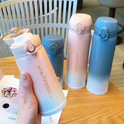 Portable Kids Thermos Cup 304 Stainless Steel Gradient Student Cup - 2
