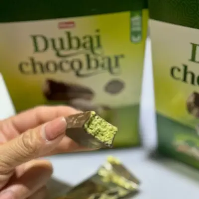Dubai Chocolate Bar with Pistachio Filling, Boxed, Made in Turkey