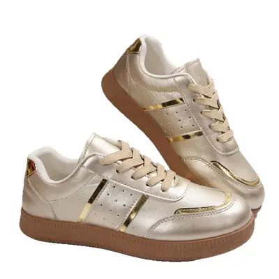 Damen-Sneaker mit niedrigem Schaft, Goldfarbe, dicke Sohle, große Größen - 6