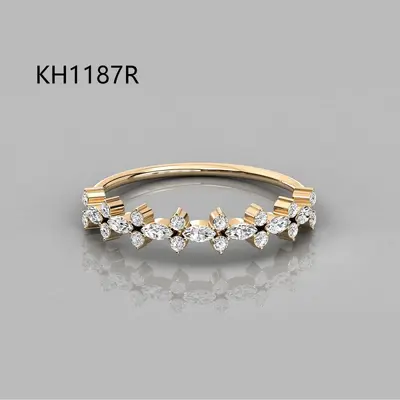 S925 Silver 18K Gold Plated Moissanite Stackable Ring - 9