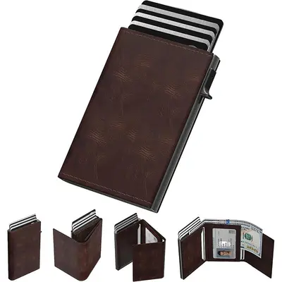 Erkek Üç Katlı Alüminyum Kutu Cüzdan, RFID Korumalı - 8