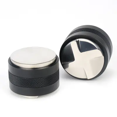 2-in-1 Stainless Steel Coffee Distributor and Tamper, Food Grade, Flat Base