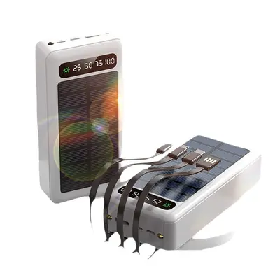 Sınır ötesi çok satan güneş enerjili powerbank 20000 ultra büyük kapasiteli dahili kablolu taşınabilir toptan mobil güç kaynağı