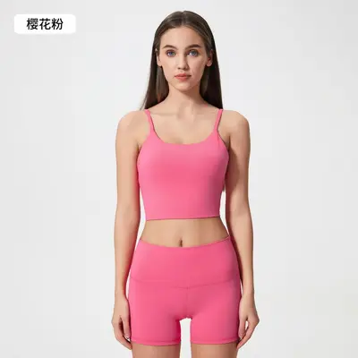 Women's Yoga Tank Top with Chest Pads, Thin Straps, Open Back, C5238 - 7