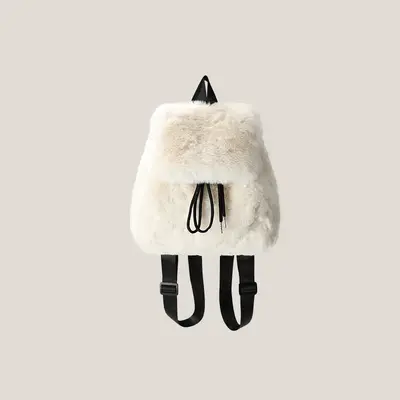 Women's Winter Plush Backpack with Colour-Block Cute Design - 6