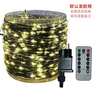 Noel ağacı ışık dize led yıldız dekorasyon atmosfer ışığı koyu yeşil bakır tel ile açık su geçirmez Noel dekorasyon ışıkları - 7