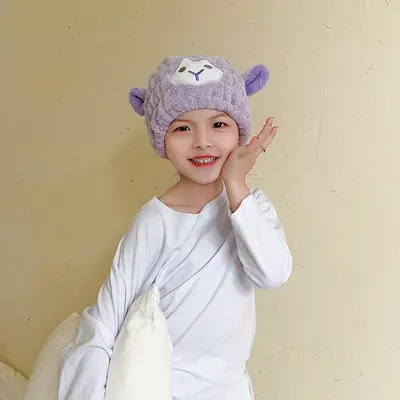 Douyin popular children hair drying cap unicorn rabbit wholesale coral velvet absorbent cartoon cute shower cap for women and adults - 12