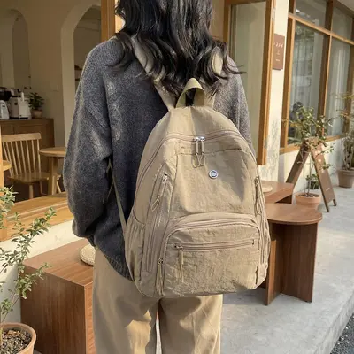 Women's Solid Color Backpack, Lightweight, Korean Style, Commute and Travel - 3