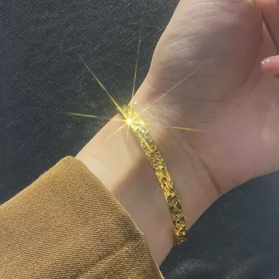 Damenarmband aus Gold, Crushed-Ice-Stil, Sandgold - 7
