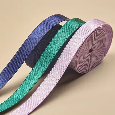 Shiny Polyester Strap Tape, 0.6-1.5 cm, Colored Elastic - 5