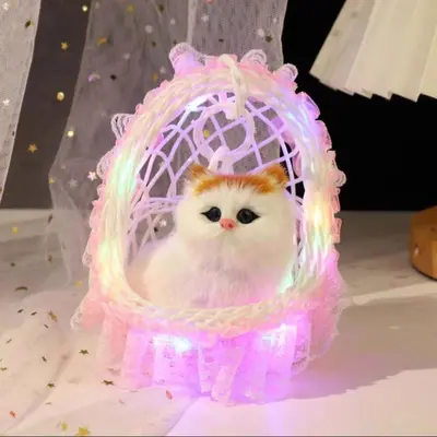 Glowing Basket Lifelike Meowing Cat Plush Toy - 5