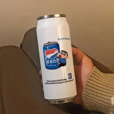 316 Paslanmaz Çelik Vakumlu Kola Şişesi Termos, Pipetli, 330 ml - 3