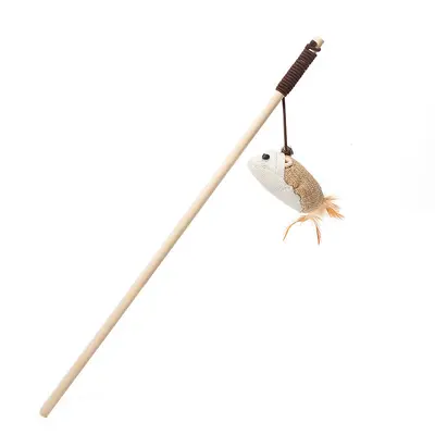 Ahşap Çubuklu Kedi Oltası, Sisal Halatlı Etkileşimli Kedi Oyuncağı - 6