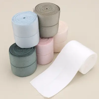 Yüksek Elastikiyetli Katlanmış Lastik Bant, Etek ve Pantolon Beli İçin, Renkli Yassı Şerit - 3