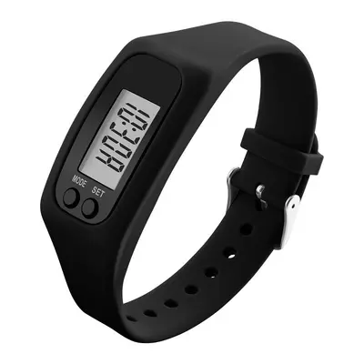 Silicone Digital Pedometer Bracelet Watch with Multifunction LED Display