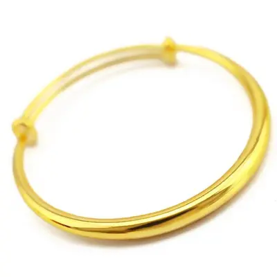 Sand gold smooth round bangle, women's, push-pull design - 11
