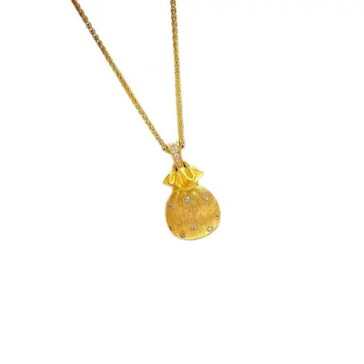 Antique gold filigree coin purse pendant necklace - 6