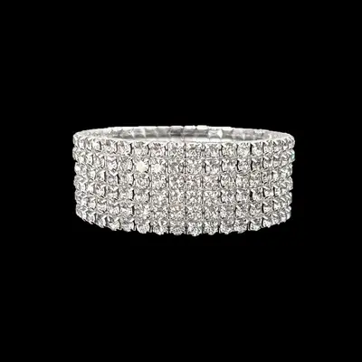Women's full rhinestone elastic bracelet with multi-row claw chain - 11