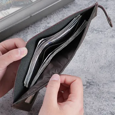 Men's Short Button Horizontal Wallet with Multiple Card Slots - 3