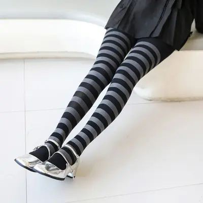 Women's Retro Striped Tights, High Elasticity, Breathable, Sweat-Absorbing - 9