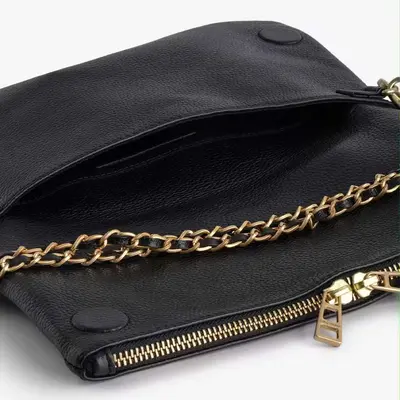 Women's Crossbody Bag, Black PU, Retro Single Shoulder Envelope Bag - 4