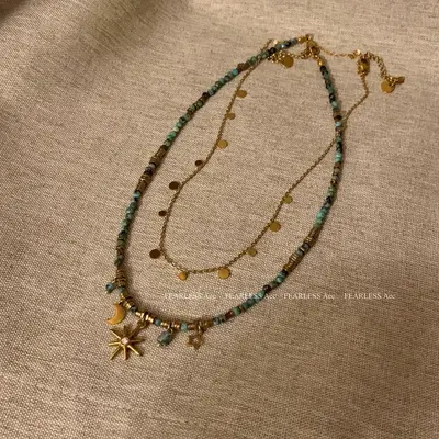 Bohemian Beaded Necklace, Layered, Sunflower Design - 3