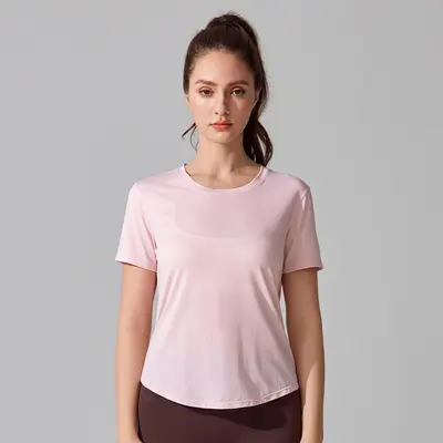 Yoga üst, kadın, kısa kollu, nefes alan, çıkık sırt - 7