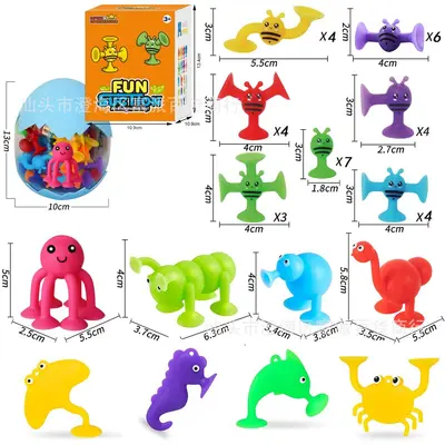 Children's Bath Toy Set, Suction Cup Animals, Educational Assembly - 7
