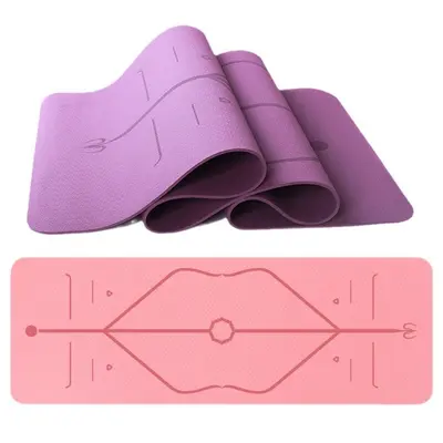 Kaymaz TPE yoga matı iki renkli darbe emici fitness spor matı kalınlaştırılmış yoga özel toptan satış