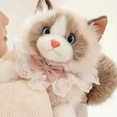 Plush Cat Doll Backpack for Kids and Girls, Realistic Stuffed Animal Decoration - 5